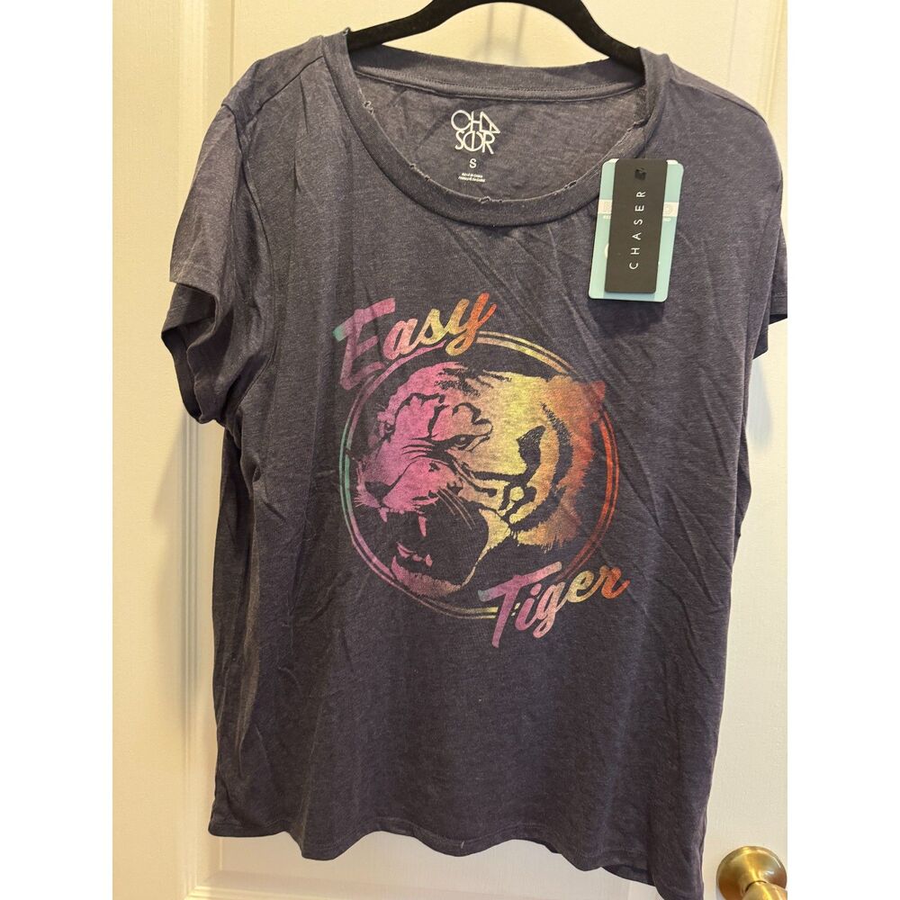 Anthropologie Chaser Easy Tiger Rainbow Graphic T-Shirt